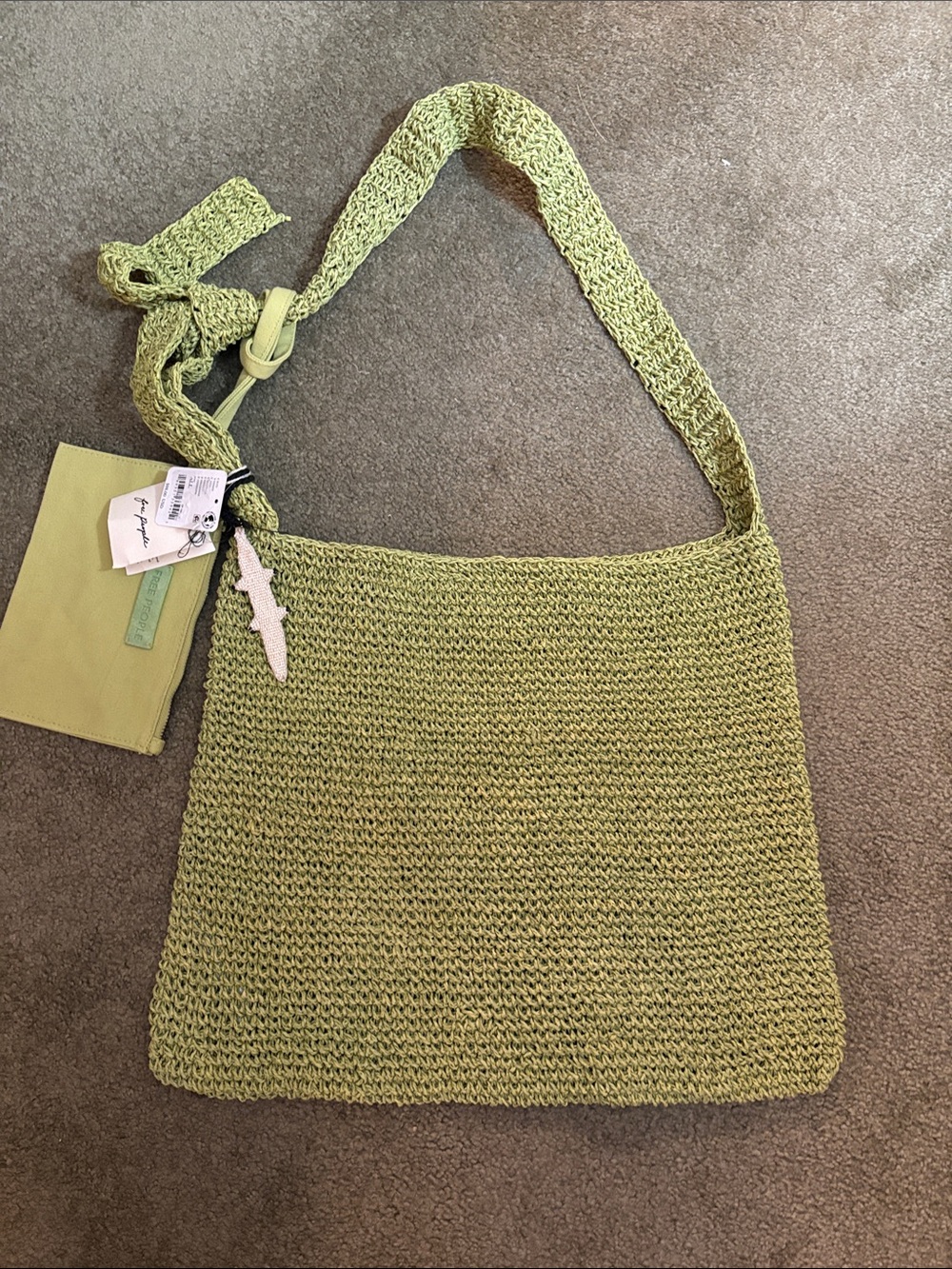 Free People Coastal Crush Straw Tote Bag color matcha green
